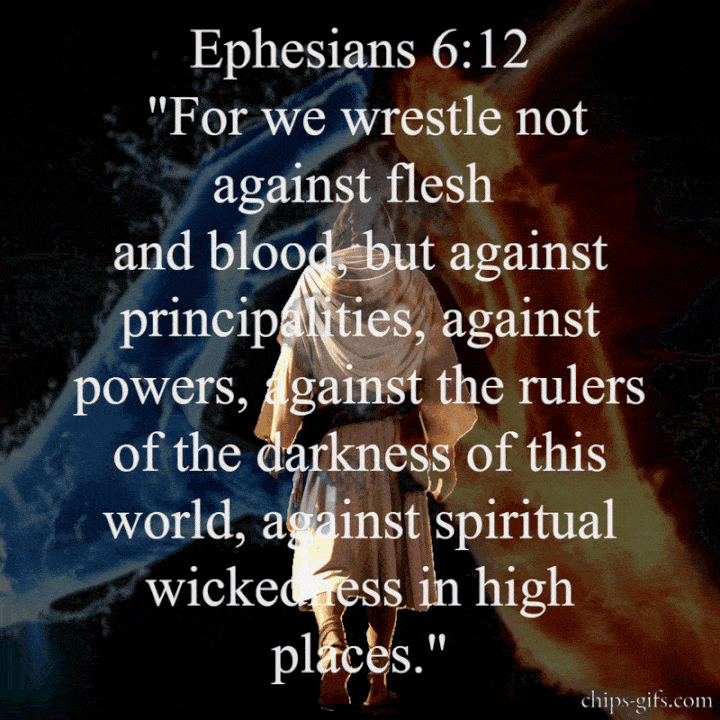 Jesus walking from behind between two massive hands...